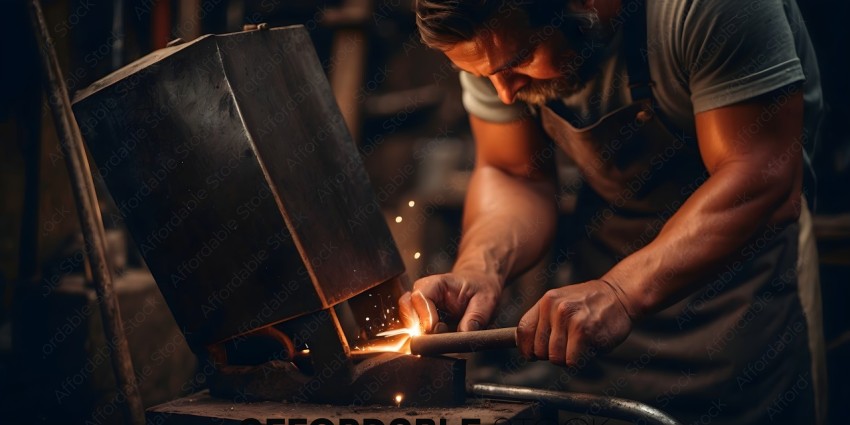 A man working with metal