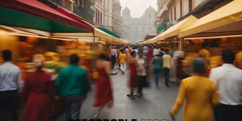 People walking in a crowded marketplace