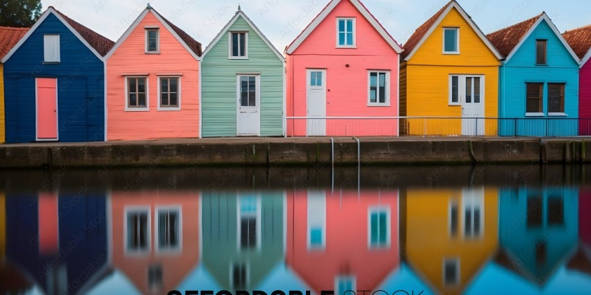 Colorful houses reflected in water