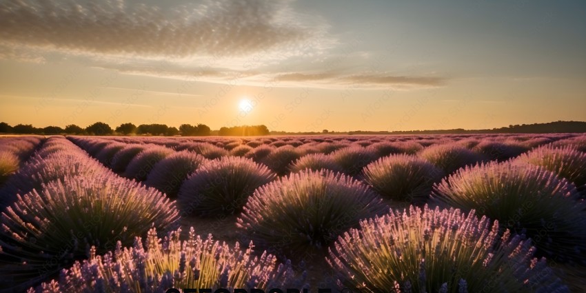 Sunset in a field of lavender