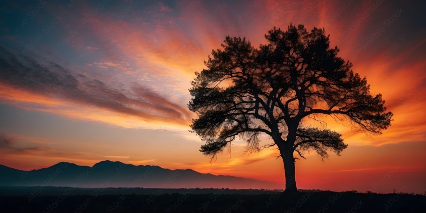 A tree silhouette at sunset