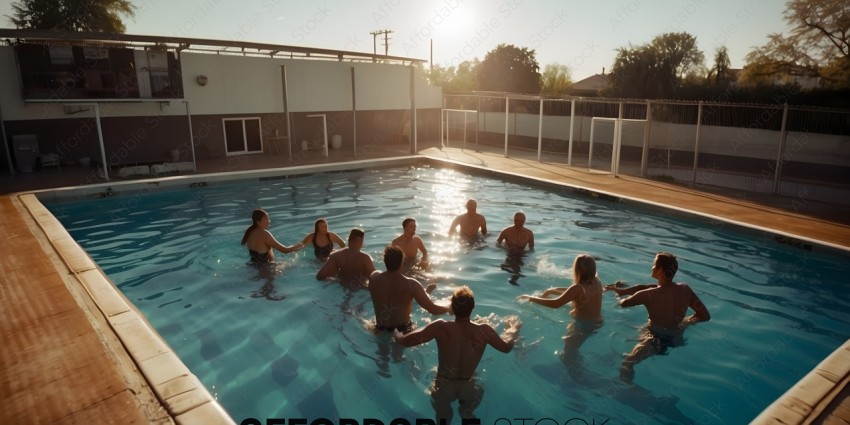 A group of people in a pool