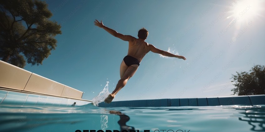 Man diving into pool with arms outstretched