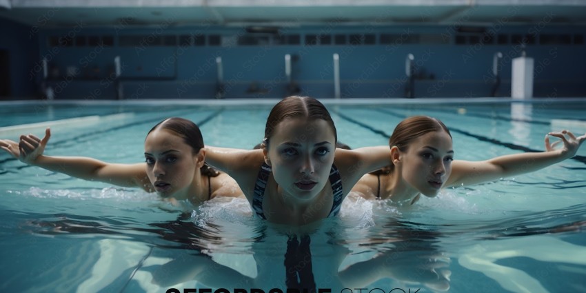 Three women in a pool