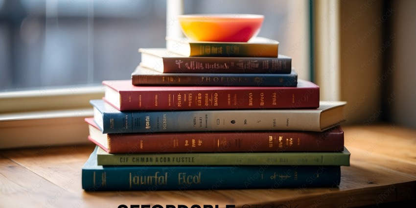 Stack of Books with a Bowl on Top