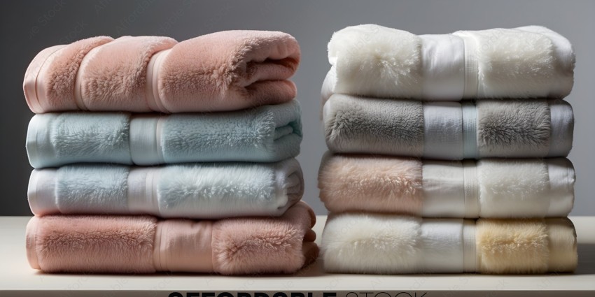 A stack of towels with different colors