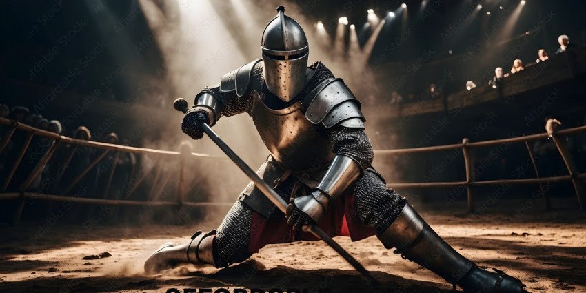 Knight in armor with sword ready to strike