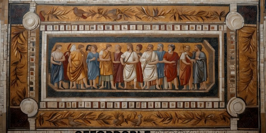 A mosaic of ancient men in togas