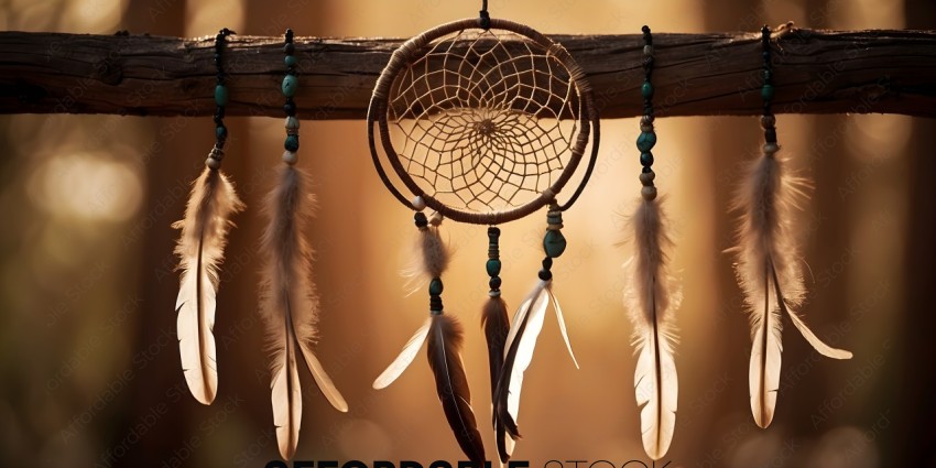 A Dreamcatcher with Feathers and Beads
