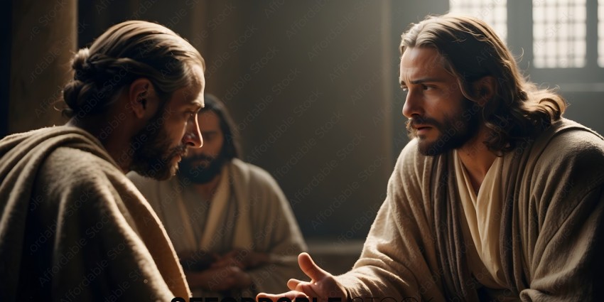 Two men in robes are talking to each other