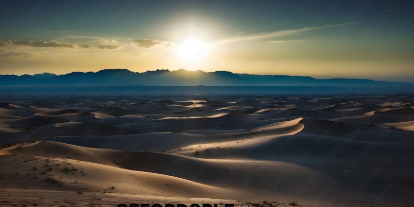 A beautiful sunset over a sand dune landscape