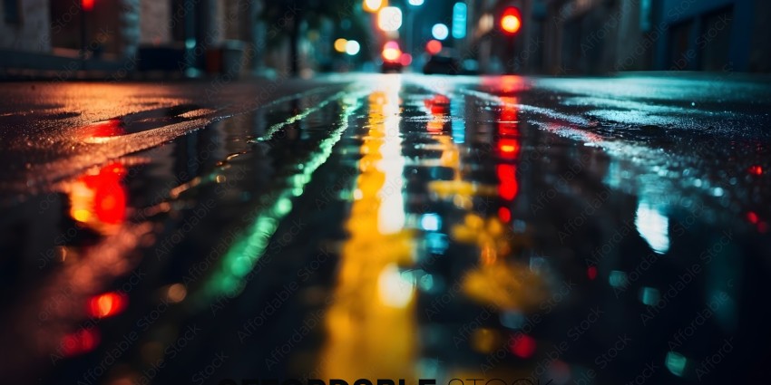 A Rainy Street at Night