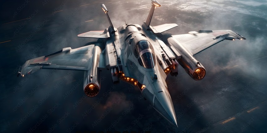 A futuristic fighter jet with a pilot in the cockpit