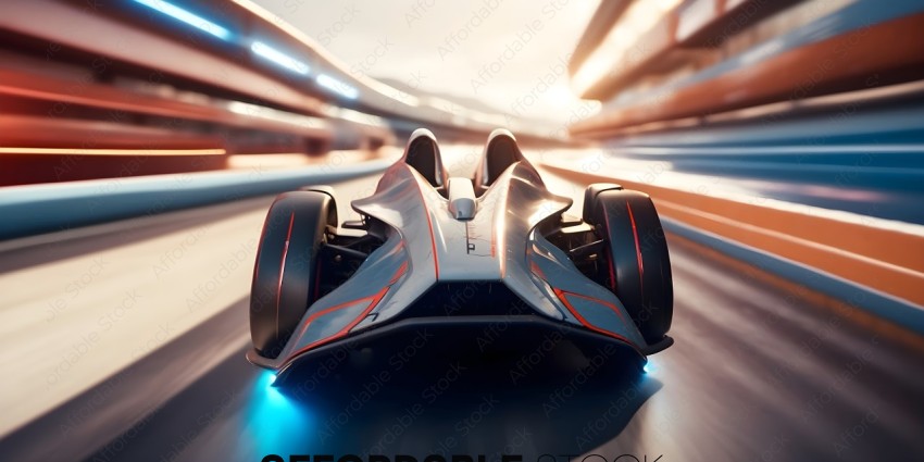 Futuristic Racing Car on a Track
