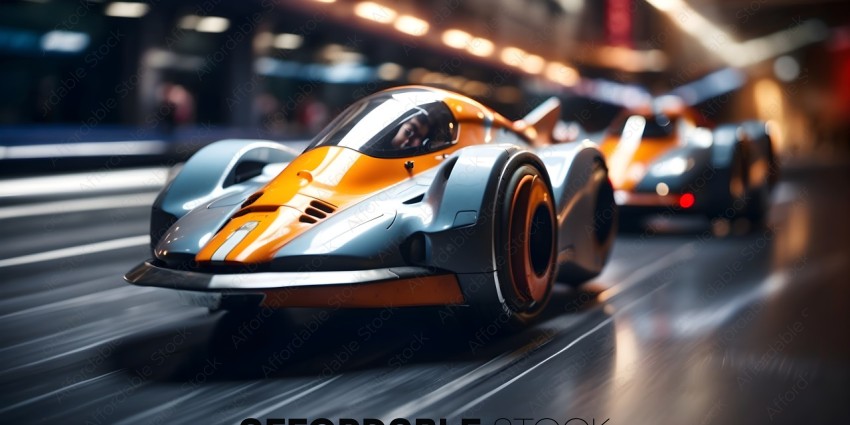 Futuristic Car Racing on a Track