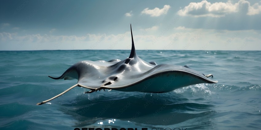 A large sea creature with a long tail and a pointed fin