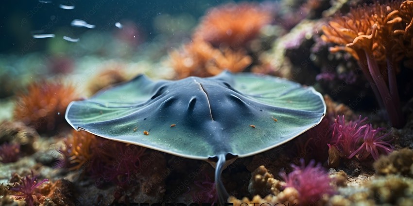 A close up of a blue and green sea slug
