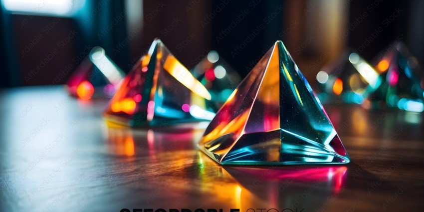 Colorful Plastic Triangle Shapes on Table
