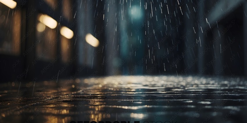 Raindrops on a city street
