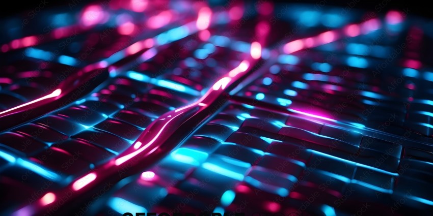 A close up of a keyboard with neon lights