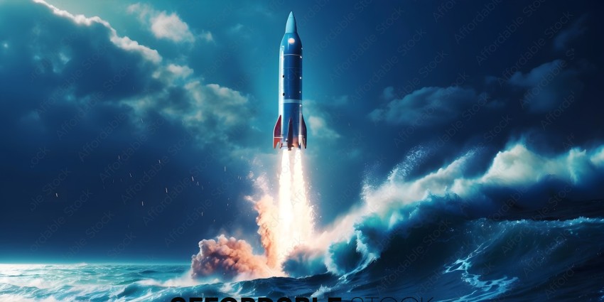 A Rocket Launches Above the Ocean