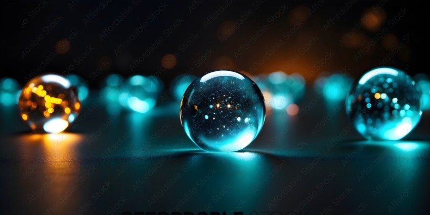 A blue glass ball with stars on it