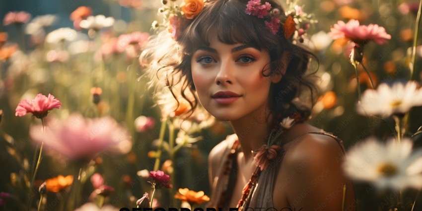 A woman with flowers in her hair
