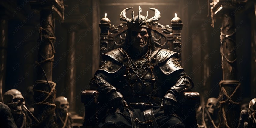 A man wearing a crown and sitting in a chair