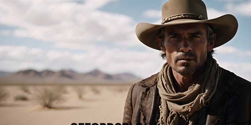 A man wearing a cowboy hat and a brown shirt
