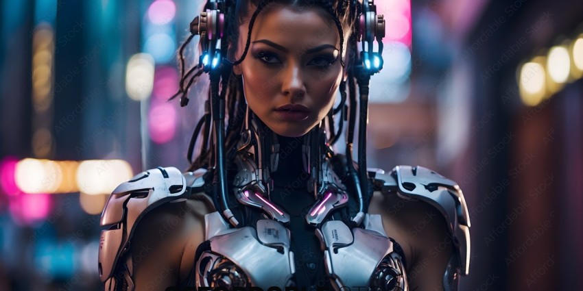 A futuristic woman with a cybernetic look