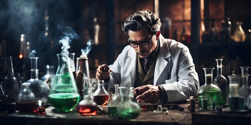 A scientist in a lab, working on a project