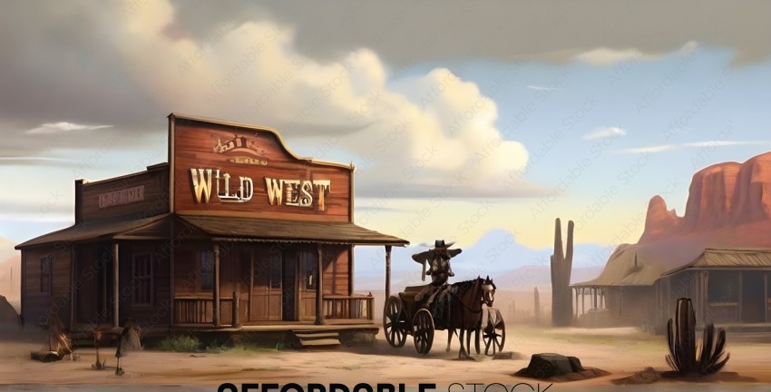 Wild West Town with Stagecoach