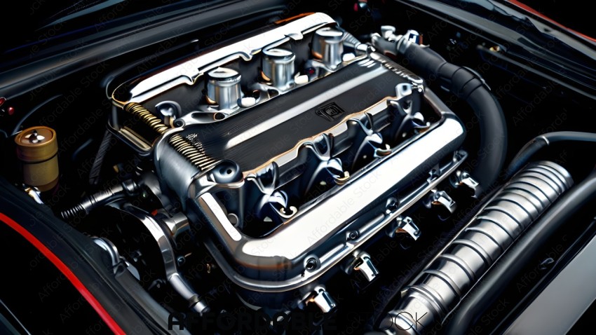 High Performance Car Engine Close-up