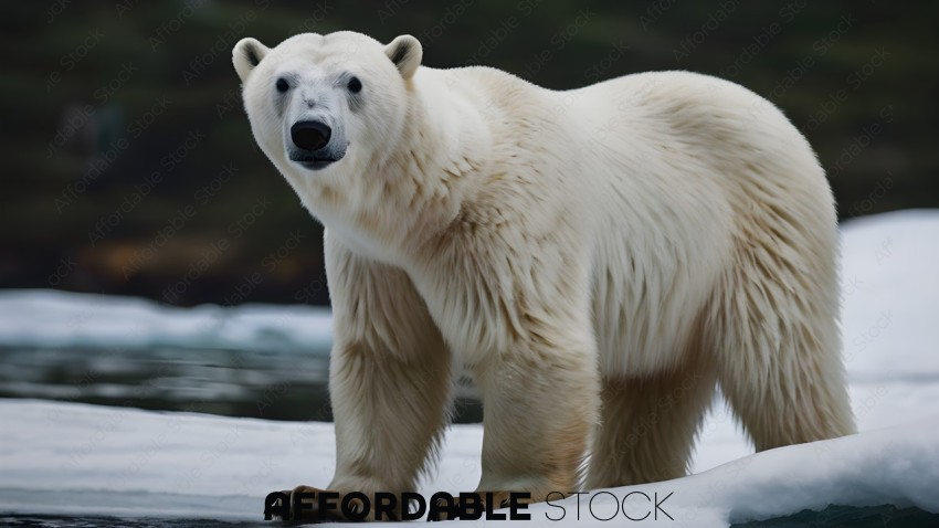 White Polar Bear on Ice