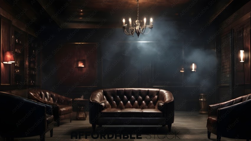 Elegant Vintage Lounge Interior with Chandelier