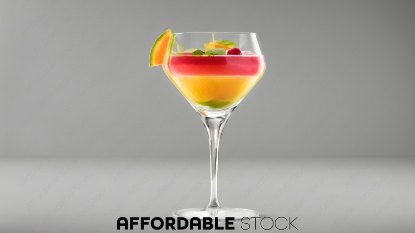 Colorful Layered Cocktail in Elegant Glass