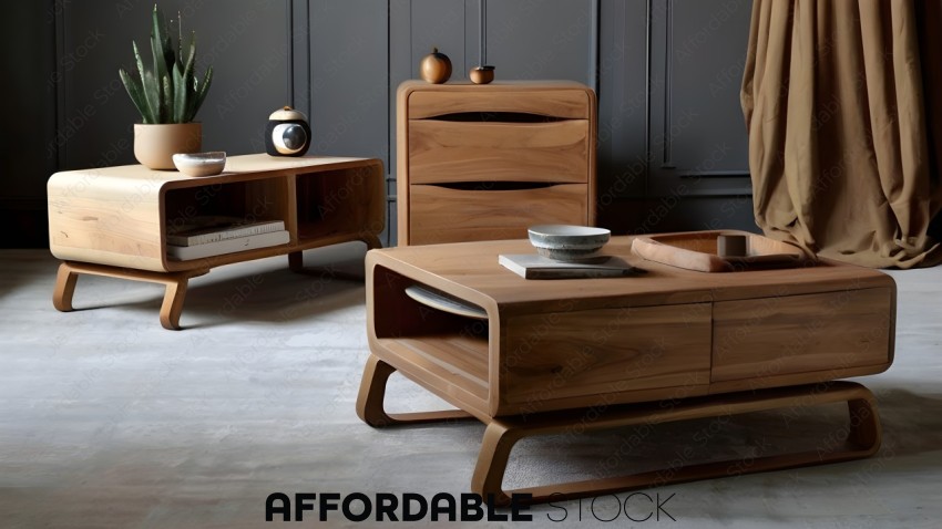 Modern Wooden Furniture in Stylish Interior