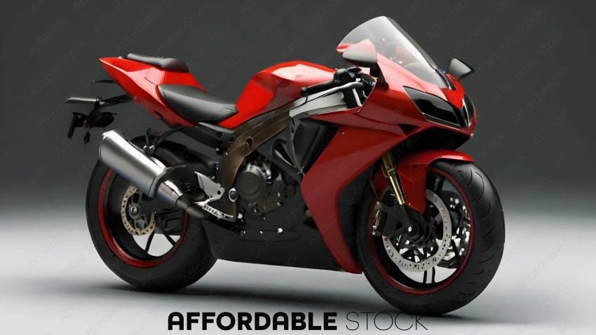 Red Sports Motorcycle on Neutral Background
