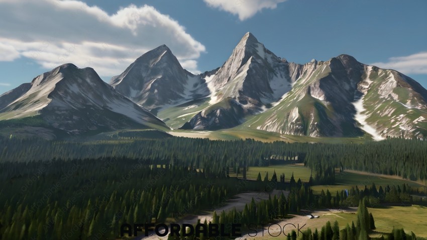 Majestic Mountain Peaks with Lush Forest
