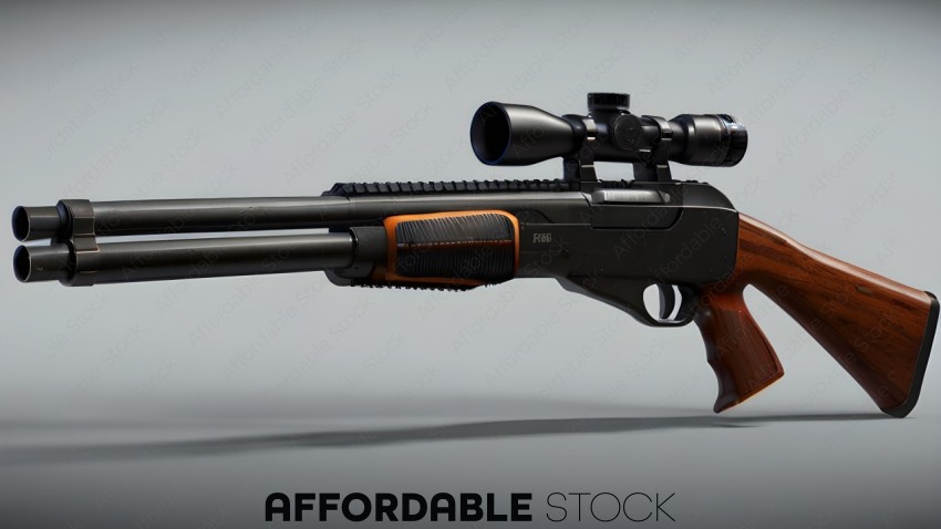 3D Rendered Hunting Rifle with Scope