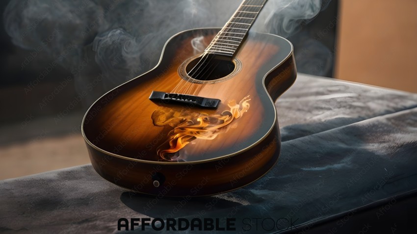 Acoustic Guitar with Smoke Swirls