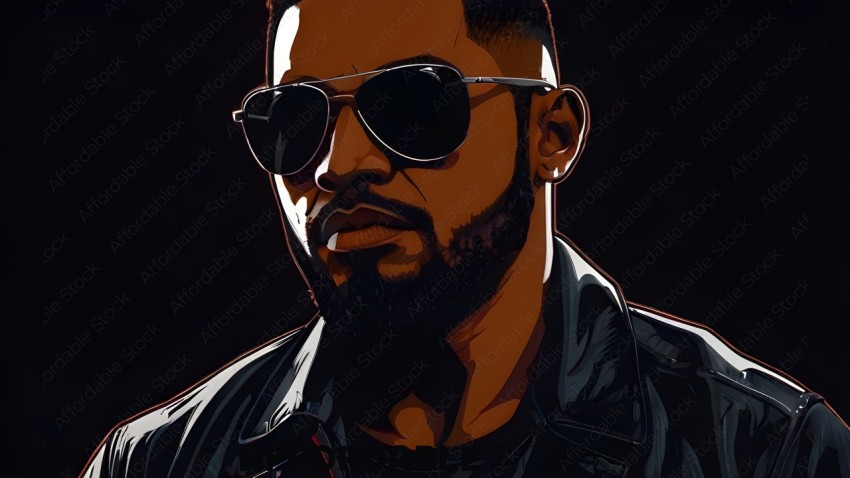 Stylized Digital Portrait of a Man with Sunglasses