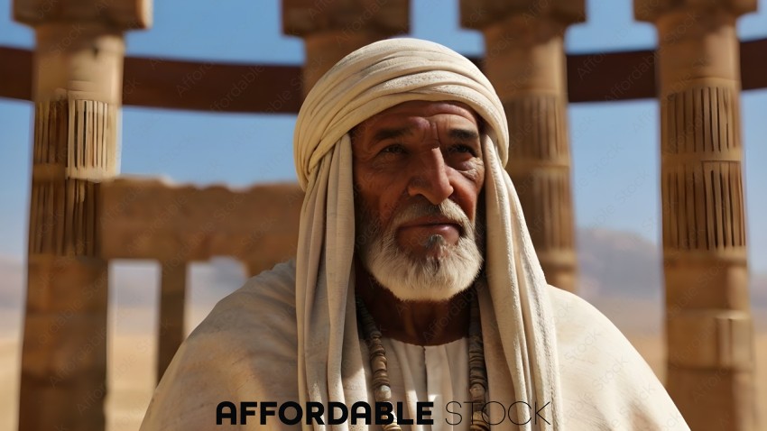 An elderly man with a long white beard.