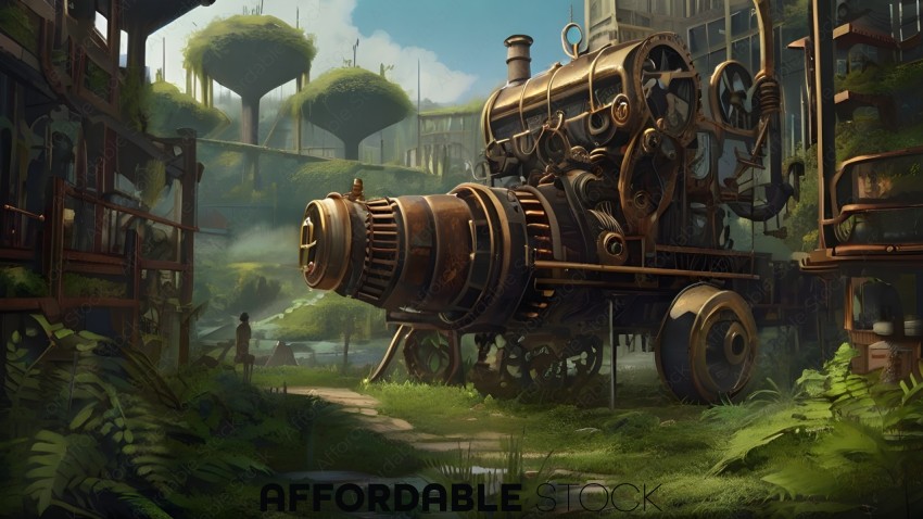 Steam Locomotive in a Fantasy Landscape