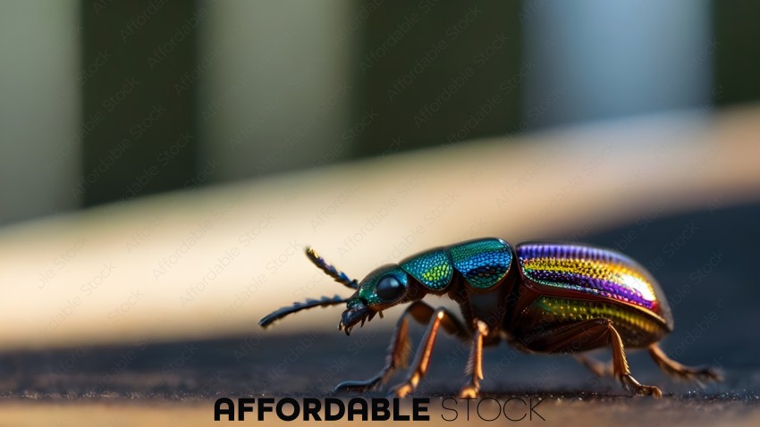 A colorful beetle with a long antennae