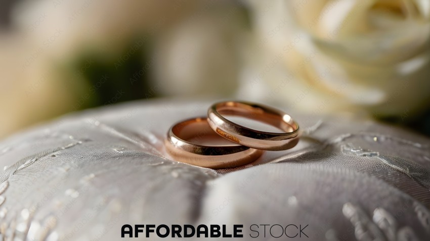 Two Gold Wedding Bands on a White Cloth