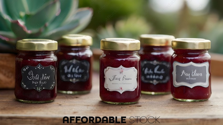 Jams and jellies in jars with labels