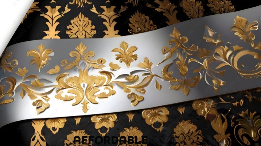 Gold Leaf Design on Black Fabric