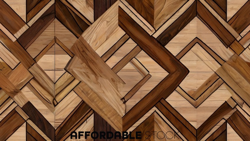 A wooden design with a pattern of squares and triangles