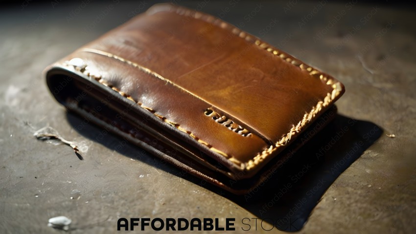 Brown Leather Wallet with Zipper